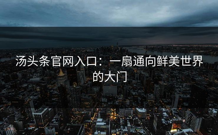 汤头条官网入口：一扇通向鲜美世界的大门