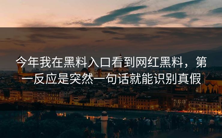 今年我在黑料入口看到网红黑料，第一反应是突然一句话就能识别真假